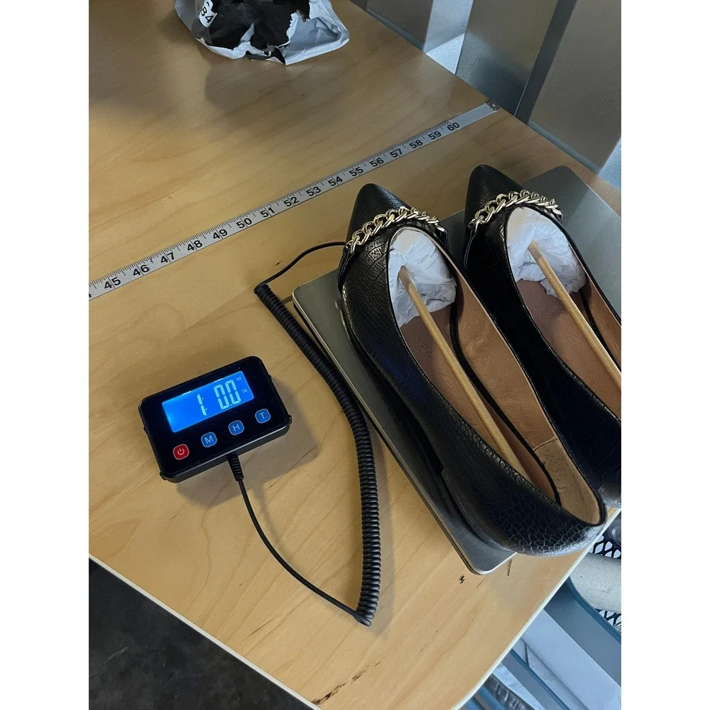 Womens Pointed Toe Flats 10.5 Black Chic Minimalist Capsule Office Euro Summer